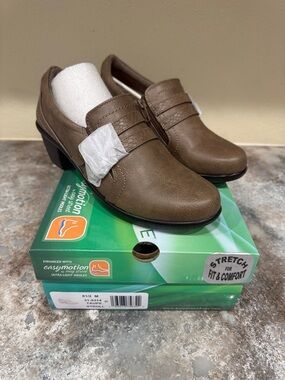 easy street Brown Slip-On Loafers with Low Block Heel